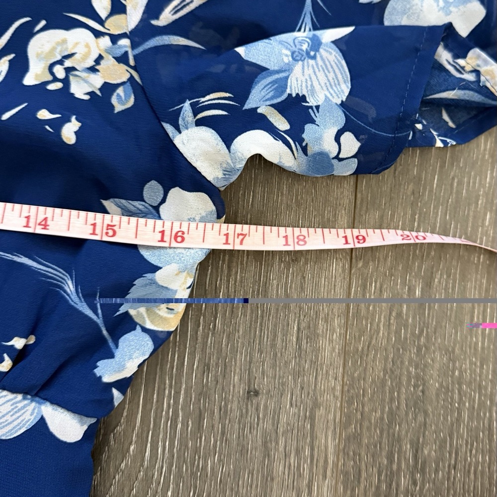 Baltic Born Montaigne Ruffle Floral Dress Medium Blue Whimsical Feminine Wedding - Picture 7 of 9